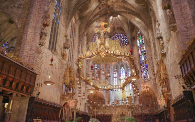 Crucified Jesus sculpture in Catedral de Mallorca interior.