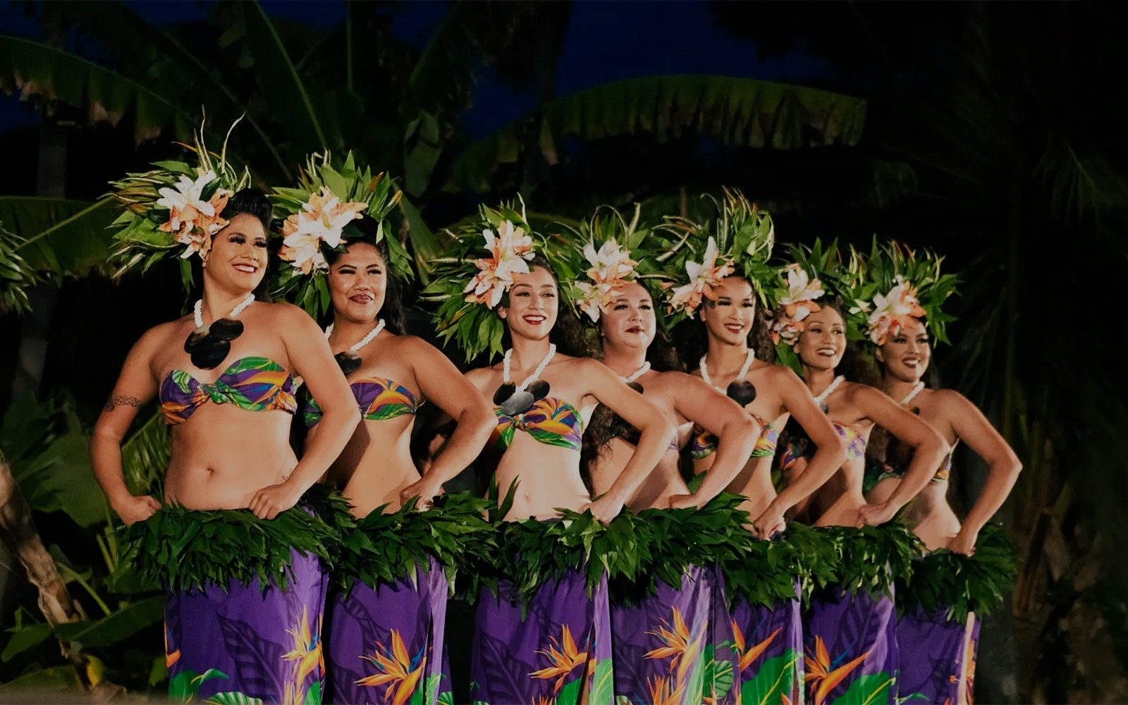 Hula dancers performing at Chief's Luau, Oahu, Hawaii.