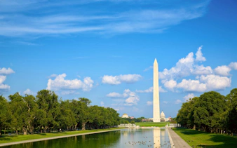 Washington Monument and Reflecting Pool at National Mall, Washington D.C.