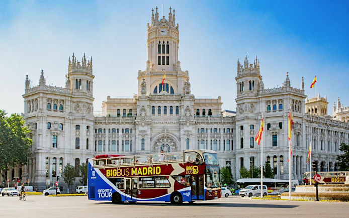 Big Bus Madrid in front of Palacio de Cibeles, Madrid.