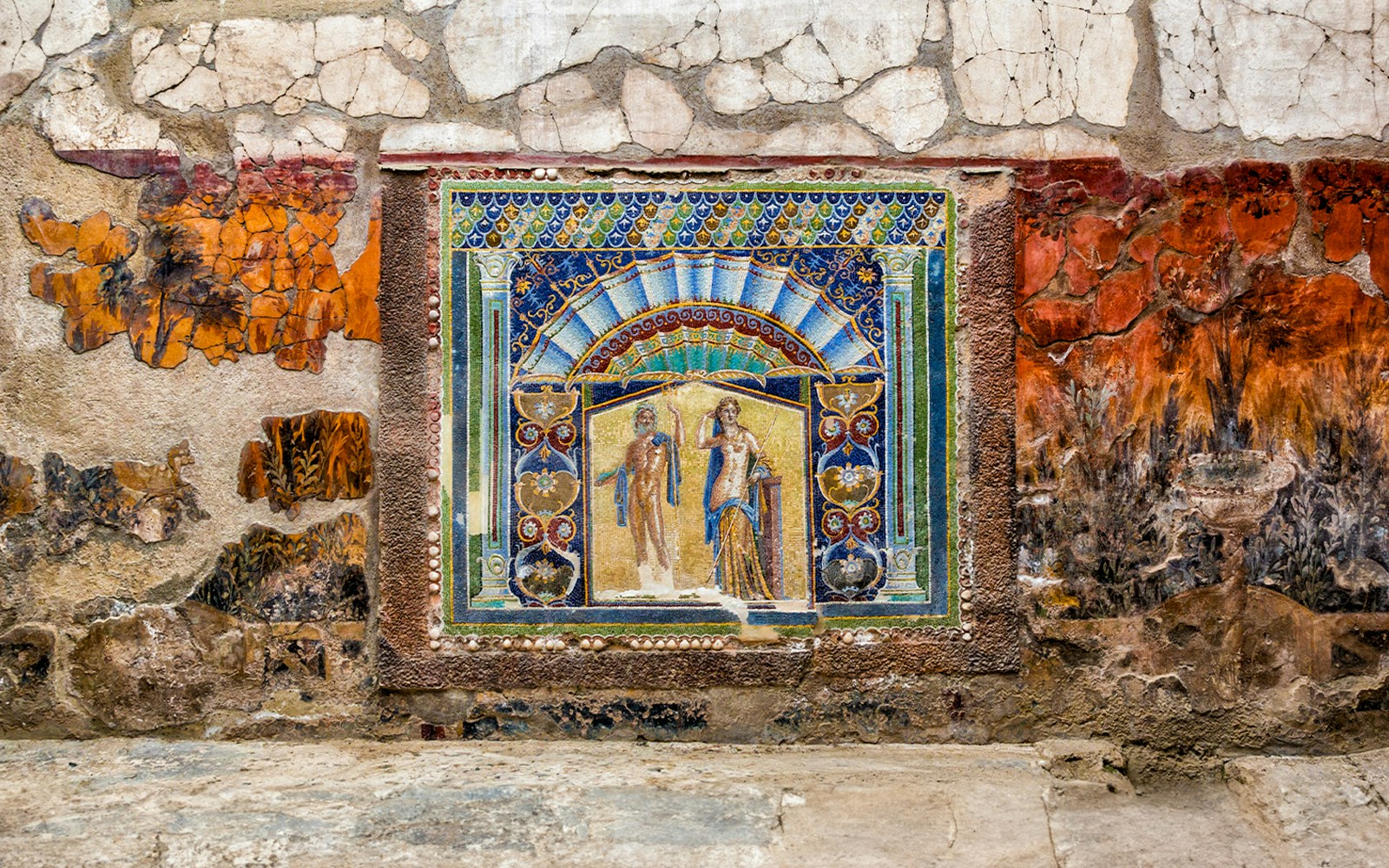Mosaic of Neptune and Amphitrite in the House of Neptune and Amphitrite, Herculaneum.