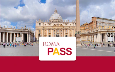 St. Peter's Square with Basilica and obelisk, Rome, Italy, featuring Roma Pass.