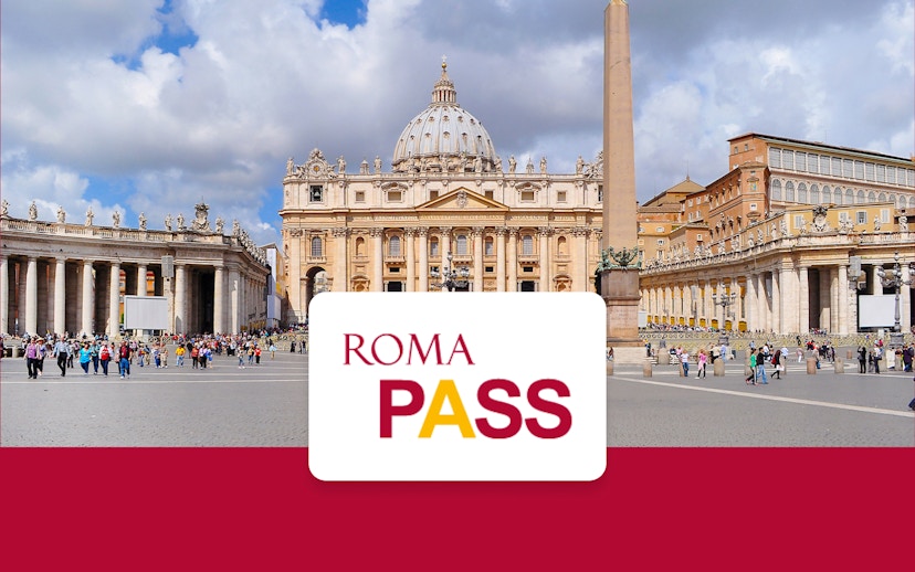 St. Peter's Square with Basilica and obelisk, Rome, Italy, featuring Roma Pass.