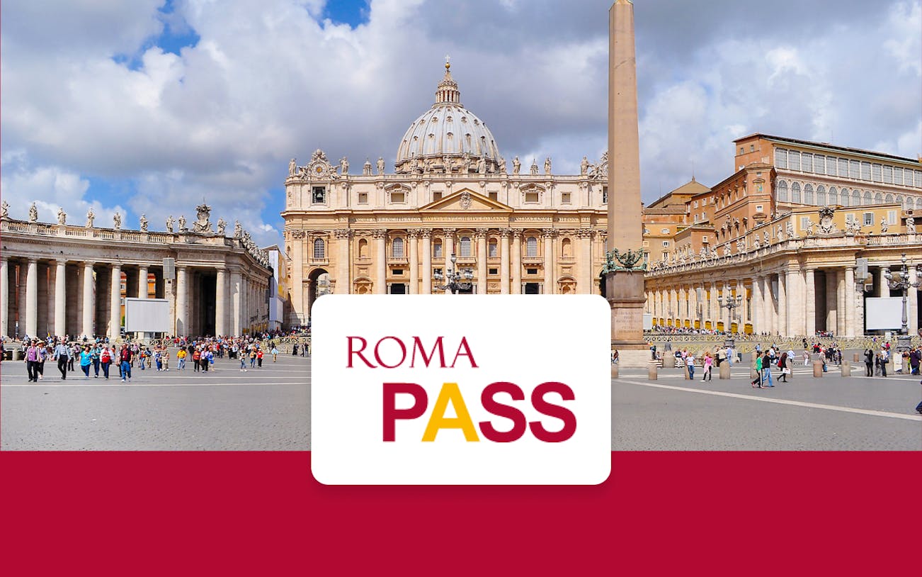 St. Peter's Square with Basilica and obelisk, Rome, Italy, featuring Roma Pass.