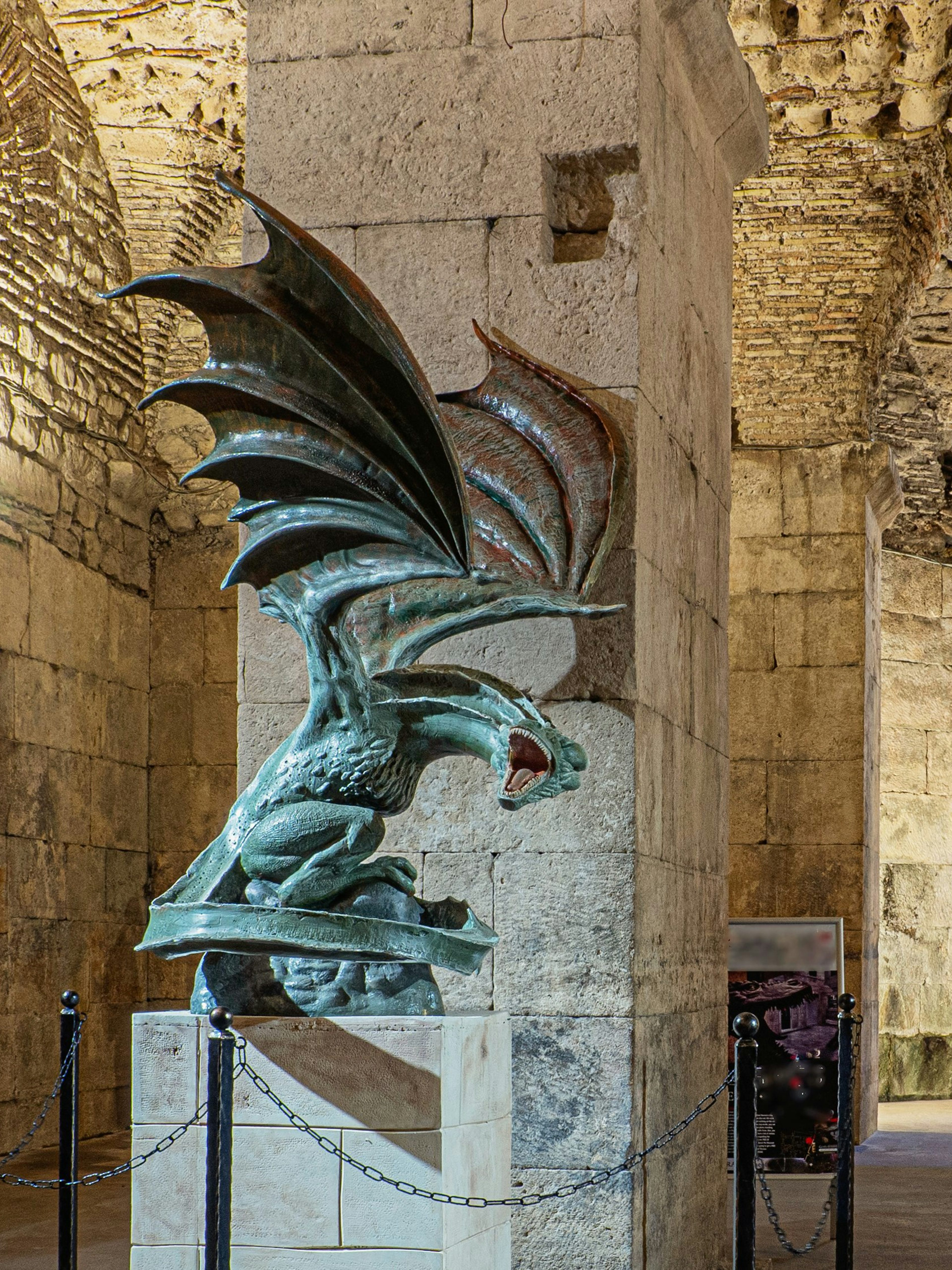Dragon statue in Diocletian’s Cellar, Split, Croatia, inspired by Game of Thrones.