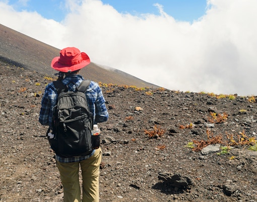 People trekking on Mt. Fuji