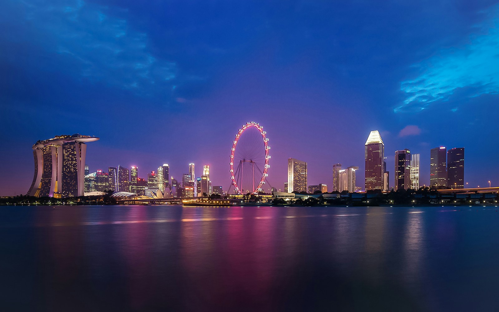 Singapore Flyer with the Singapore Skyline