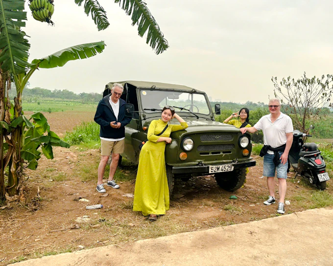 Hanoi Guided Jeep City Tour with Train Street, French Quarter and Red River Communities