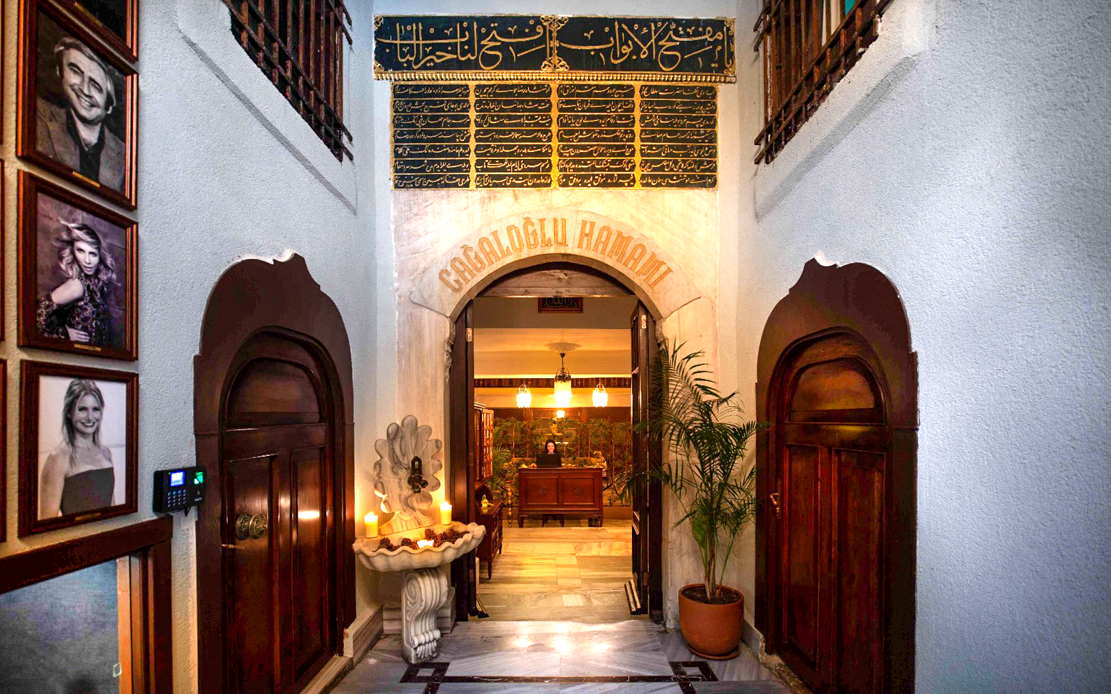 Cagaloglu Hammam entrance with traditional decor in Istanbul.