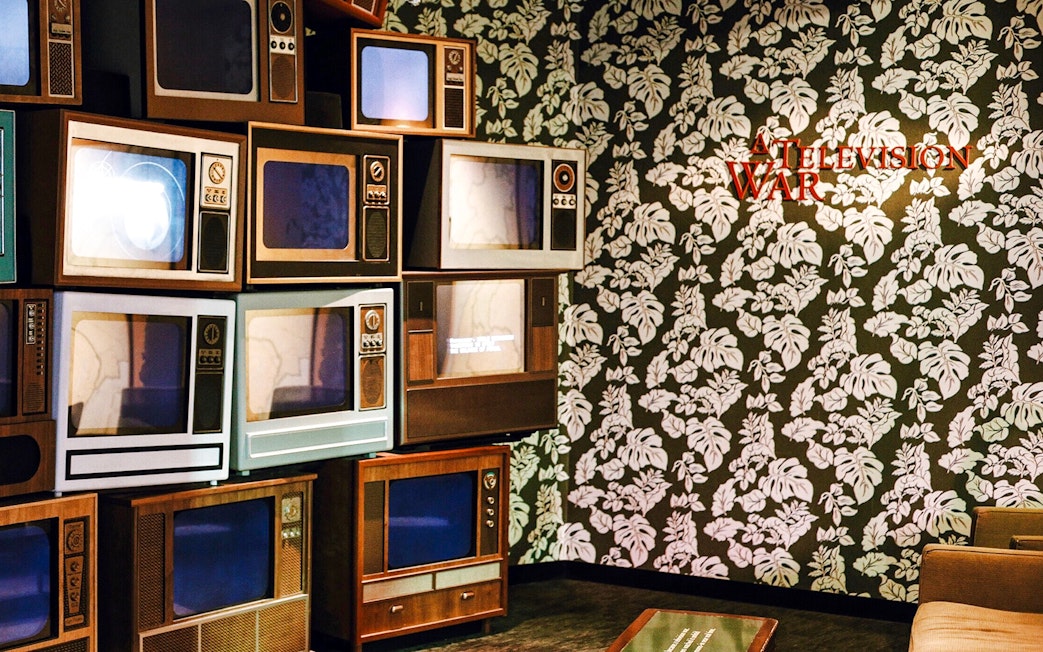 Vintage televisions display at Smithsonian National Museum of American History exhibit.