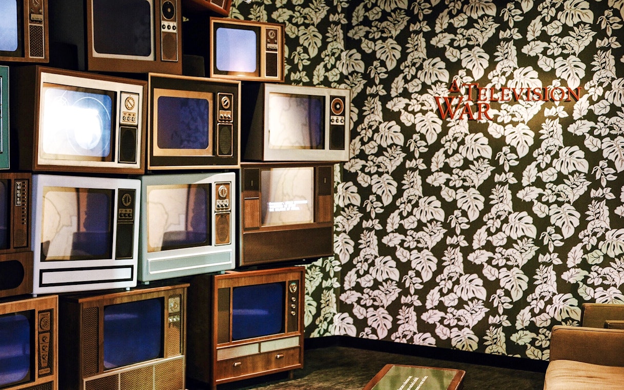 Vintage televisions display at Smithsonian National Museum of American History exhibit.