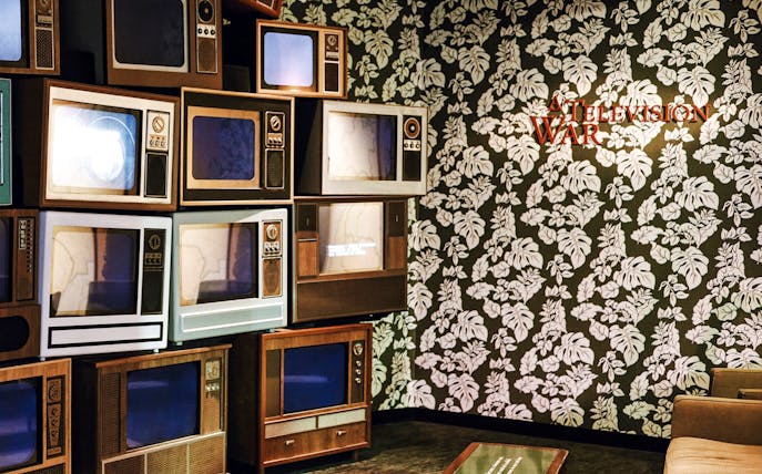Vintage televisions display at Smithsonian National Museum of American History exhibit.