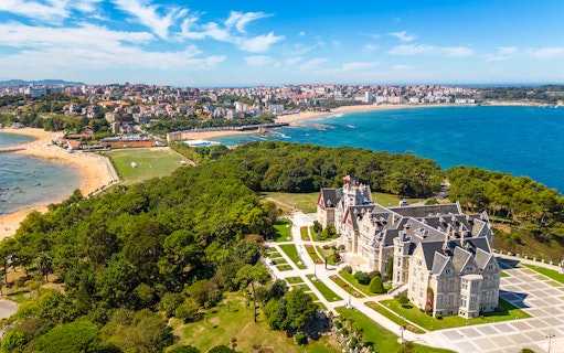 Palacio de la Magdalena overlooking the coastline in Santander, Spain.