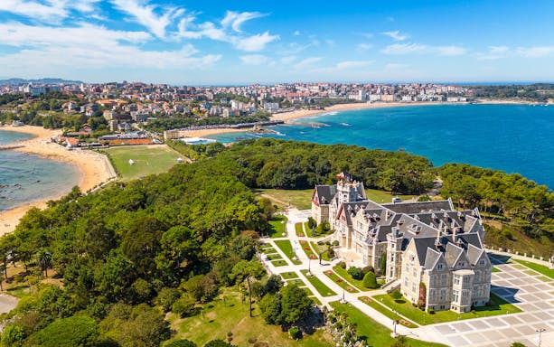 Palacio de la Magdalena overlooking the coastline in Santander, Spain.