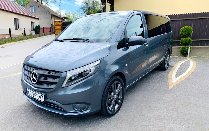 Mercedes van for Auschwitz-Birkenau tour pickup from Krakow Center.