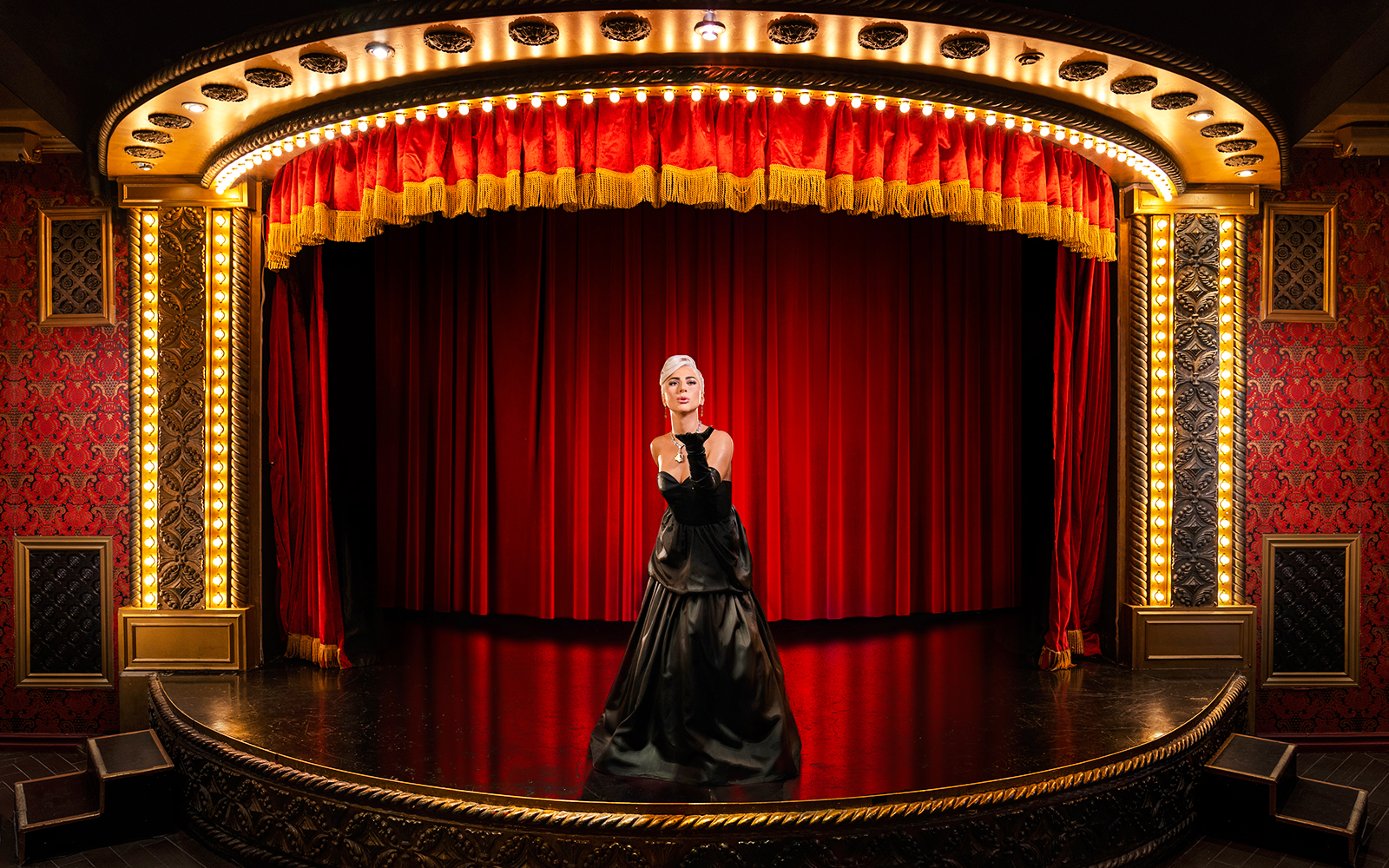 Wax figure of Lady Gaga on stage at Madame Tussauds Hollywood.