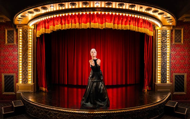 Wax figure of Lady Gaga on stage at Madame Tussauds Hollywood.