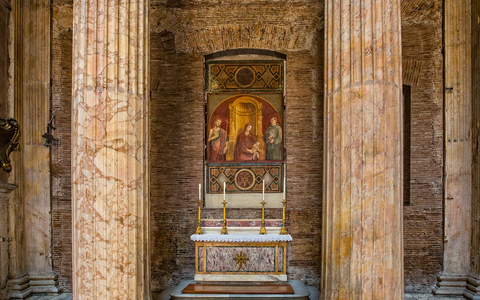 Pantheon altar with Madonna of Mercy fresco, Rome.