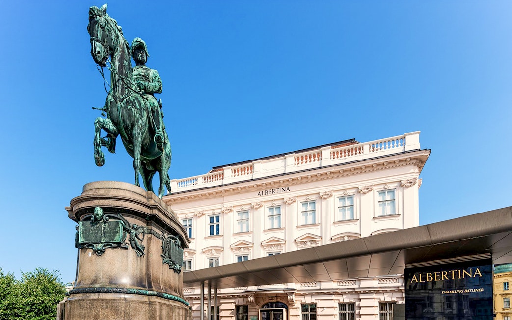Equestrian statue in front of Albertina Museum, Vienna.