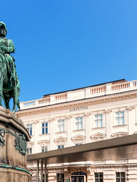 Equestrian statue in front of Albertina Museum, Vienna.
