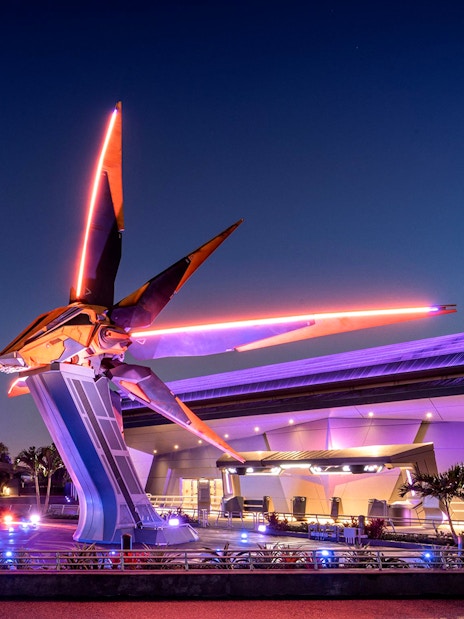 Futuristic spaceship display at Magic Kingdom, Walt Disney Resort, Orlando.