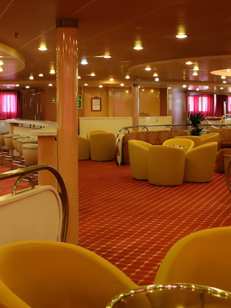 Luxurious seating area on SNAV ferry from Naples to Capri.