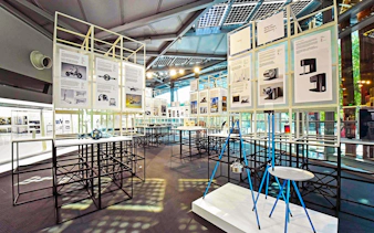 Red Dot Design Museum interior with design exhibits and informational displays.