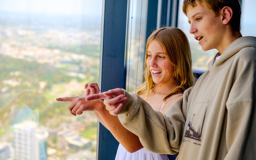 People enjoying the view from Melbourne Skydeck.