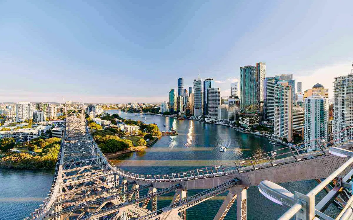 Story Bridge Adventure Climb overlooking Brisbane River and city skyline.
