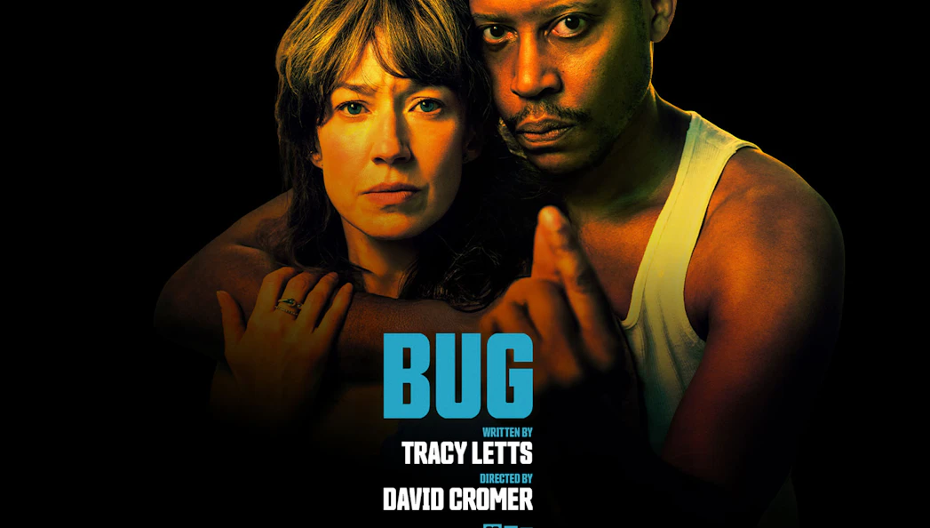 Two actors in a dramatic pose for Bug Broadway Show.