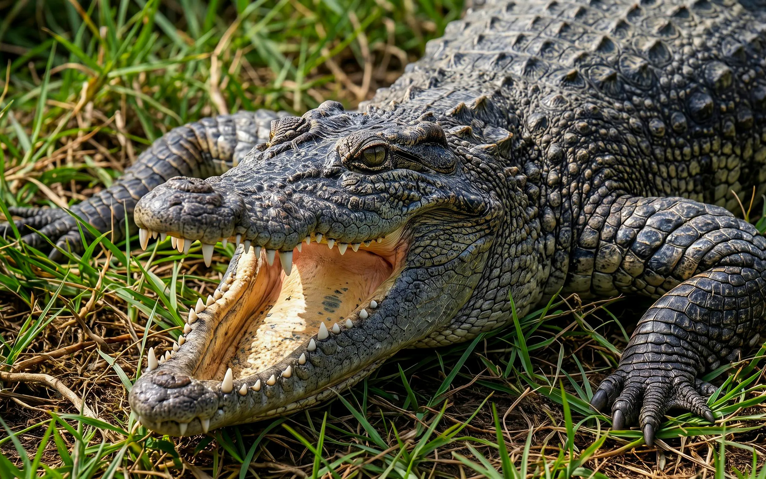 Crocodile with open mouth at Okinawa Zoo & Museum.
