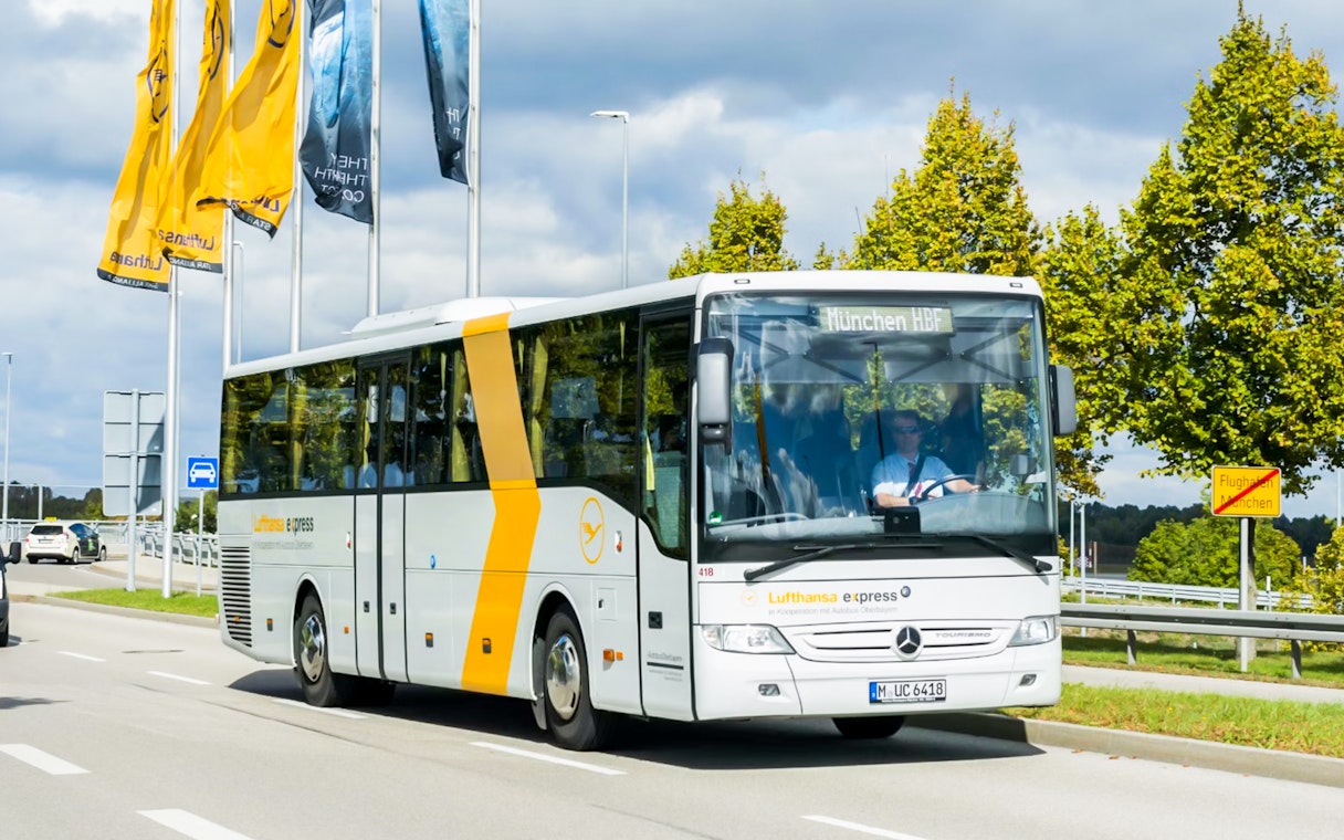 Lufthansa Express Bus on route between Munich Airport and Munich City.