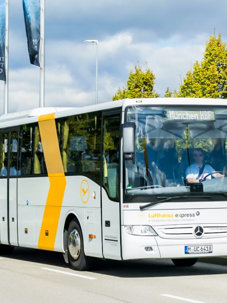 Lufthansa Express Bus on route between Munich Airport and Munich City.