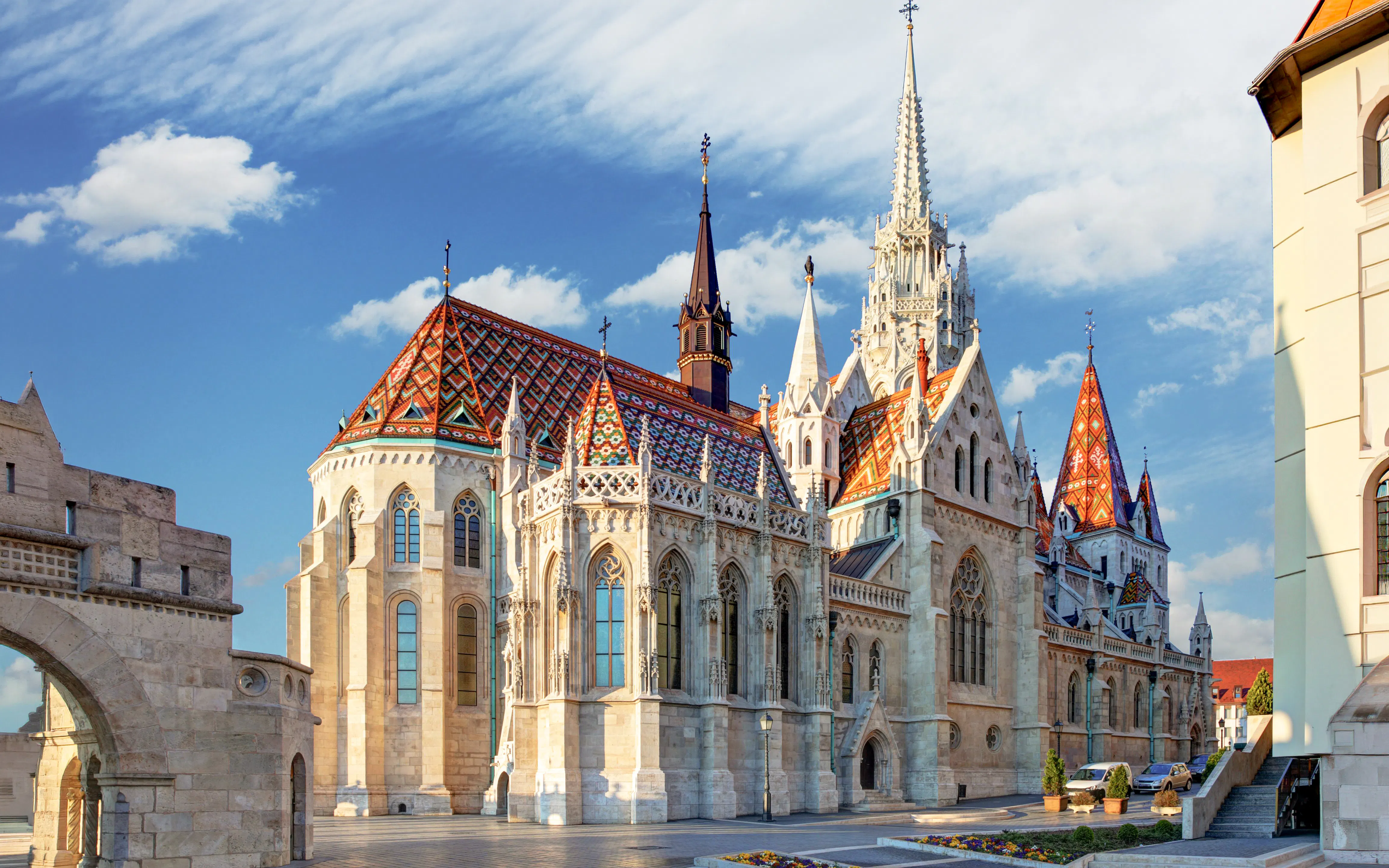 Matthias Church with colorful roof tiles in Budapest, Hungary.