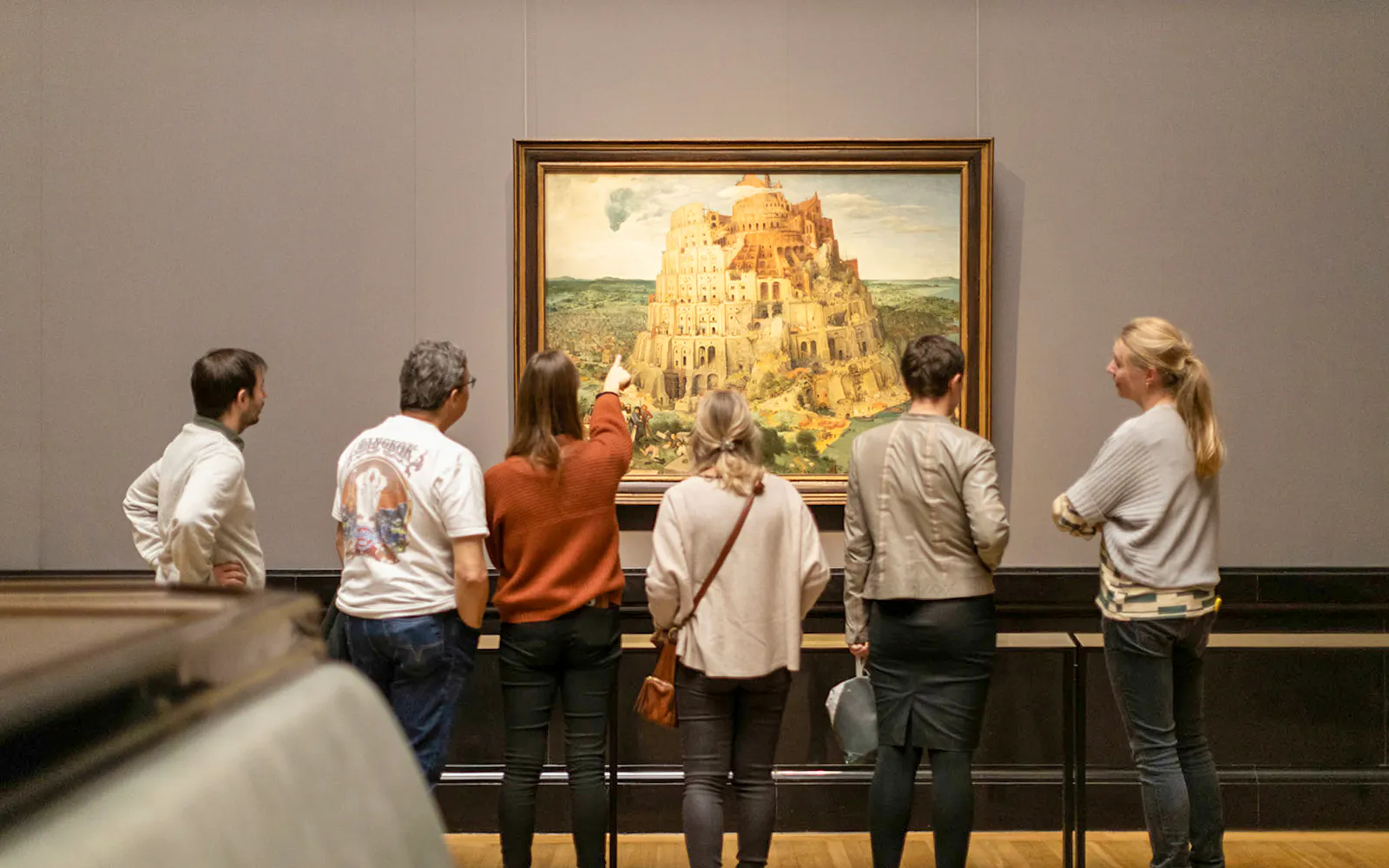 Guests viewing The Tower of Babel by Pieter Bruegel at Kunsthistorisches Museum Vienna.