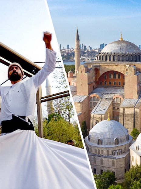 Whirling Dervish performance and Hagia Sophia in Istanbul, Turkey.