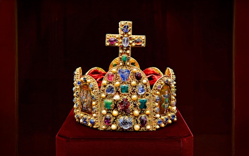 Crown of the Holy Roman Empire displayed at Imperial Treasury Vienna.