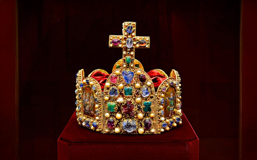Crown of the Holy Roman Empire displayed at Imperial Treasury Vienna.