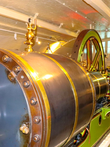 Engine room machinery inside Tower Bridge, London.