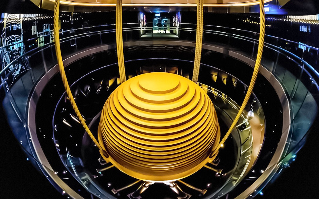 Taipei 101 tuned mass damper inside the skyscraper.