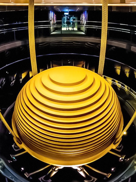 Taipei 101 tuned mass damper inside the skyscraper.