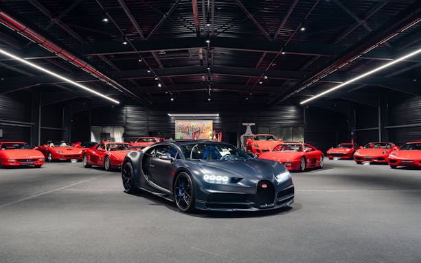 Luxury cars displayed at Coligny Car Museum, Lyon, France.