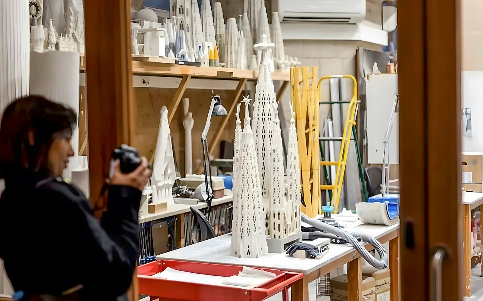 Sagrada Familia Museum plaster models showcasing architectural designs in Barcelona, Spain.