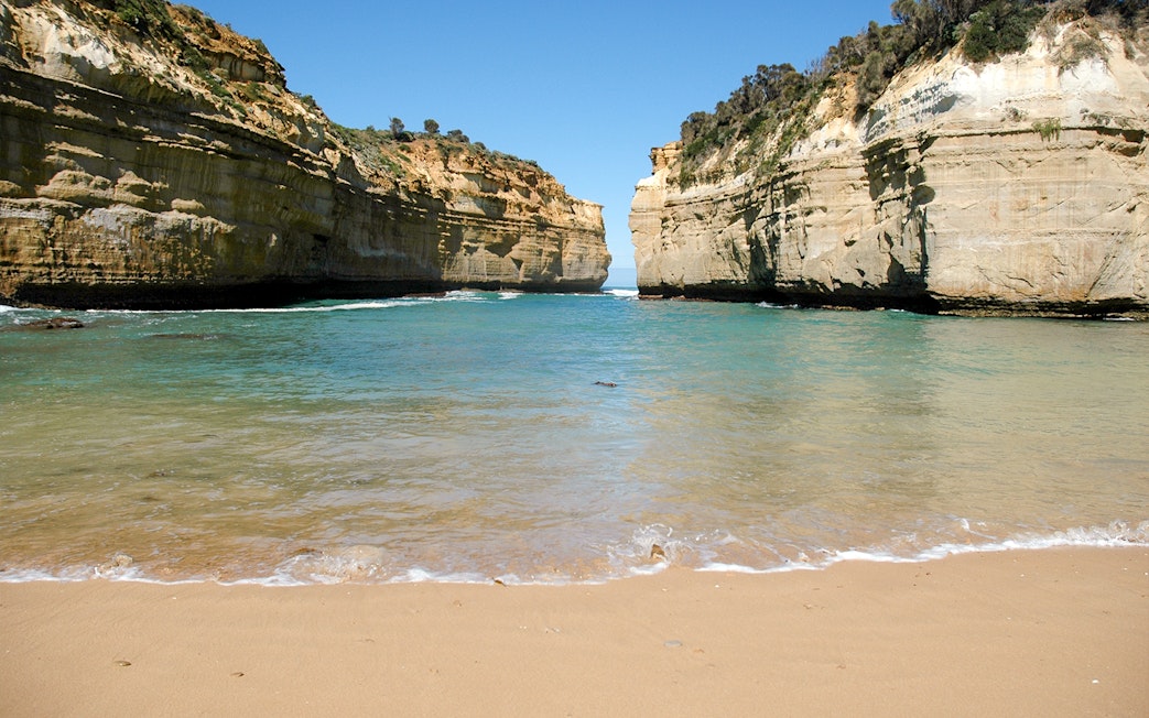 Great Ocean Road coastal view with cliffs and ocean near the 12 Apostles, Melbourne.