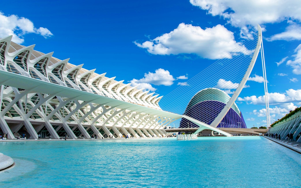 Hemisfèric and surrounding architecture at City of Arts and Sciences, Valencia.