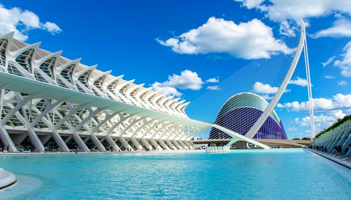 Hemisfèric and surrounding architecture at City of Arts and Sciences, Valencia.