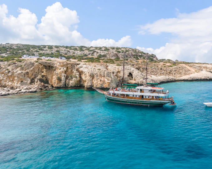 From Protaras: Blue Lagoon & Sea Caves Morning or Sunset Cruise