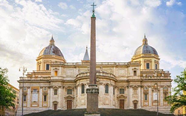 Basilica of Santa Maria Maggiore with obelisk in Rome, Italy.
