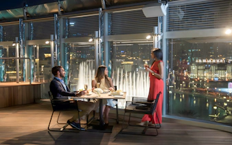 Dining experience at The Burj Club with city view, Burj Khalifa, Dubai.