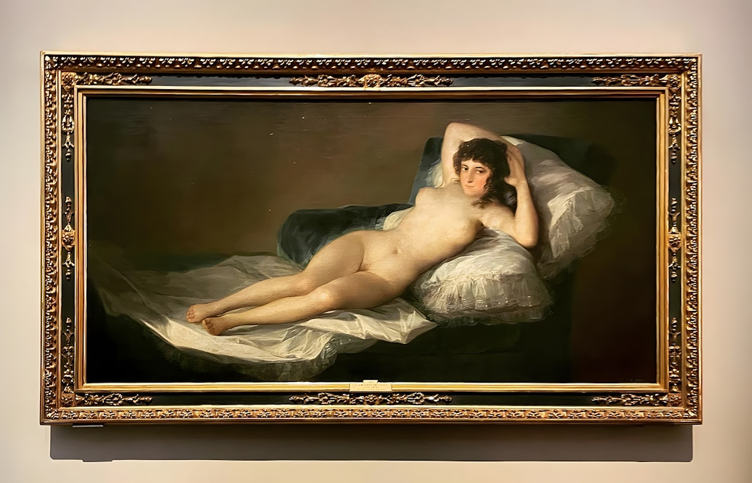 Nude Maja painting displayed in Prado Museum, Madrid.